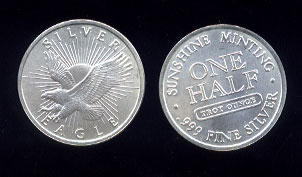 Undated Sunshine Silver Eagle 1/2 Troy Ounce 32mm